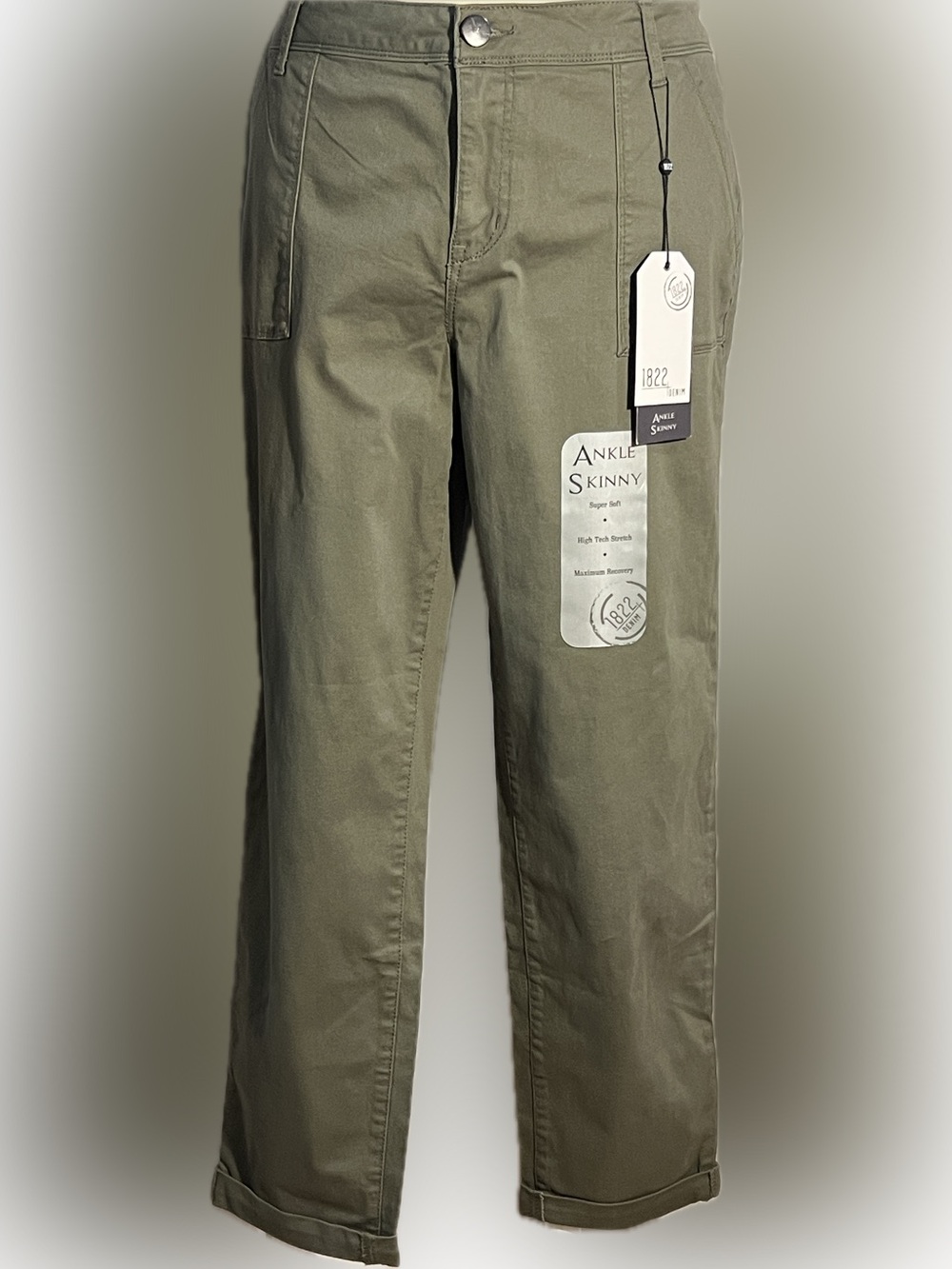 1822 Denim Ankle Skinny army pants w/patch pockets/flap back pockets-NWT